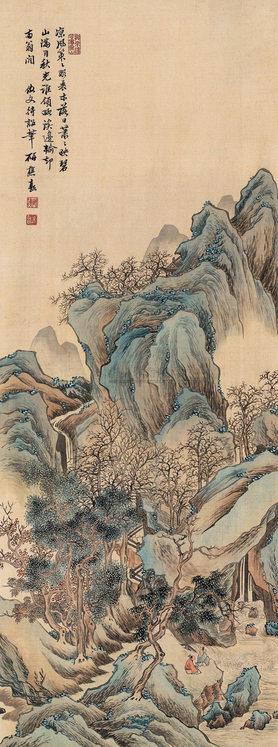 1515访友图立轴设色绢本