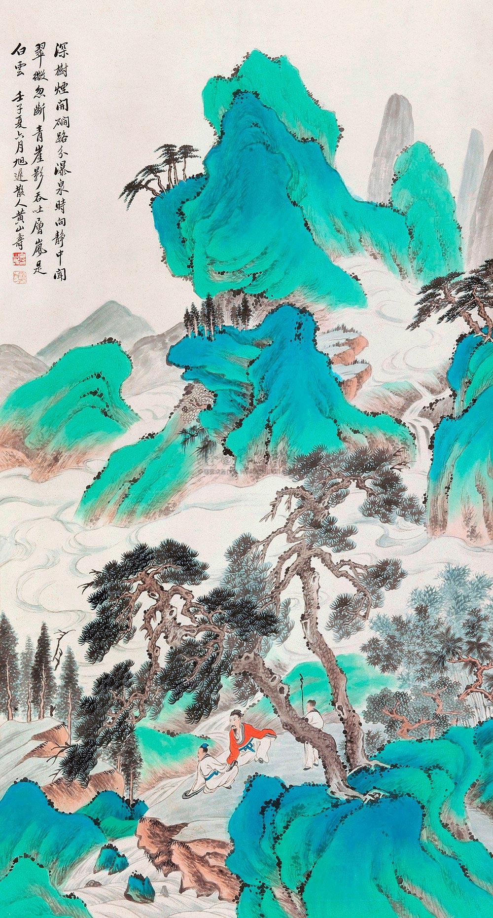 45281912年作松下论道图立轴设色纸本