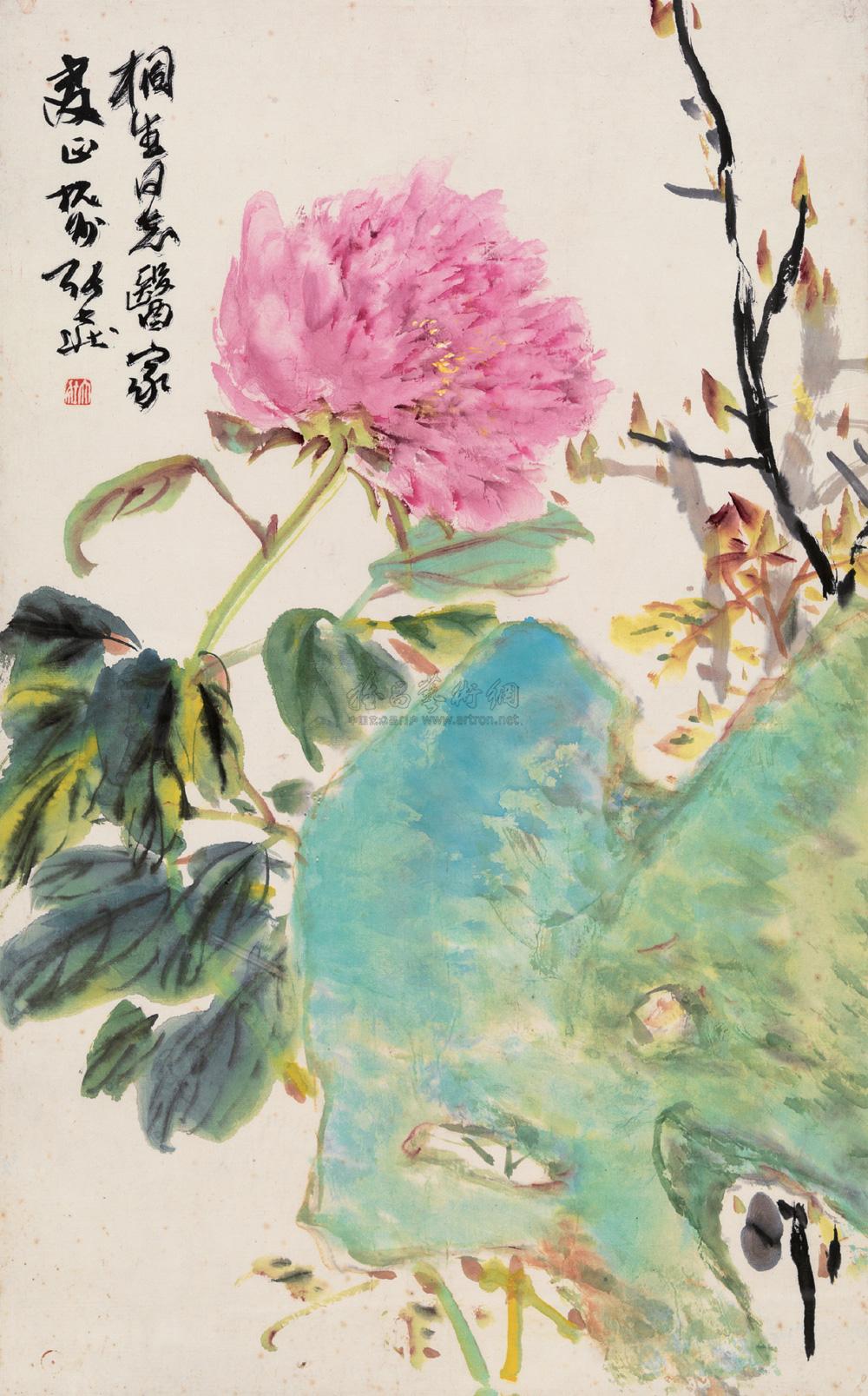 1000一枝独秀镜片设色纸本