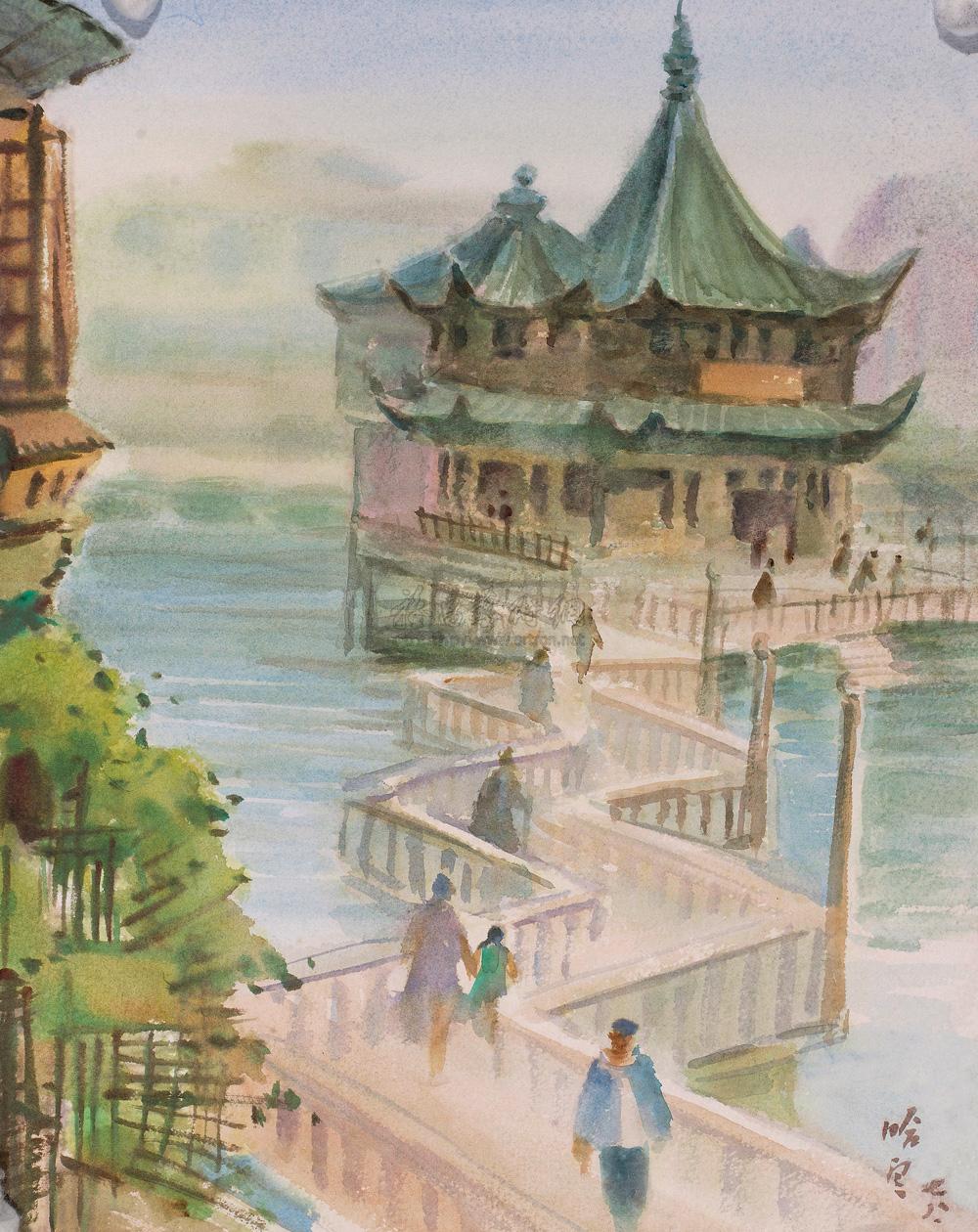 上海九曲桥简笔画图片