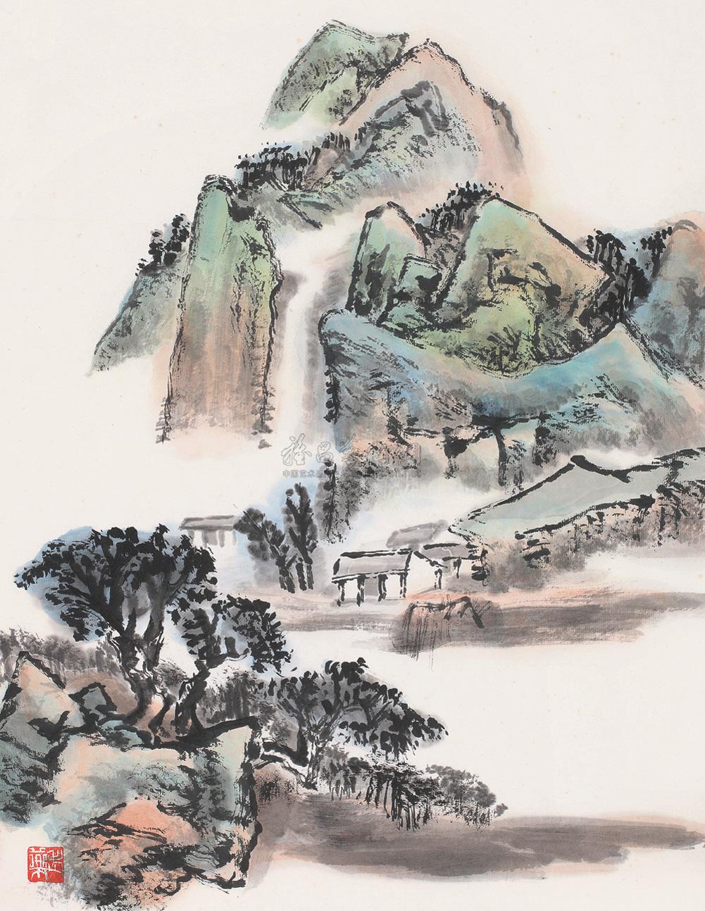 【秋山幽居 镜片 设色纸本】拍卖品_图片_价格_鉴赏_绘画_雅昌艺术品