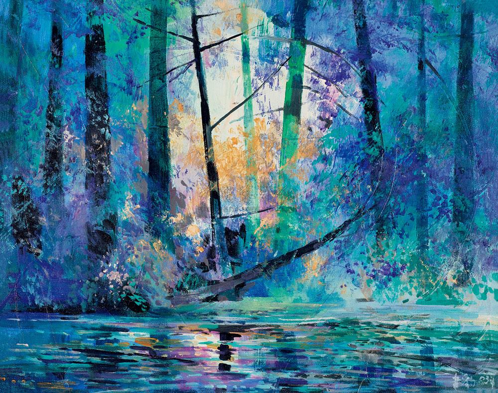 1130 2003年作 澳大利亚森林 晨 布面丙稀油画