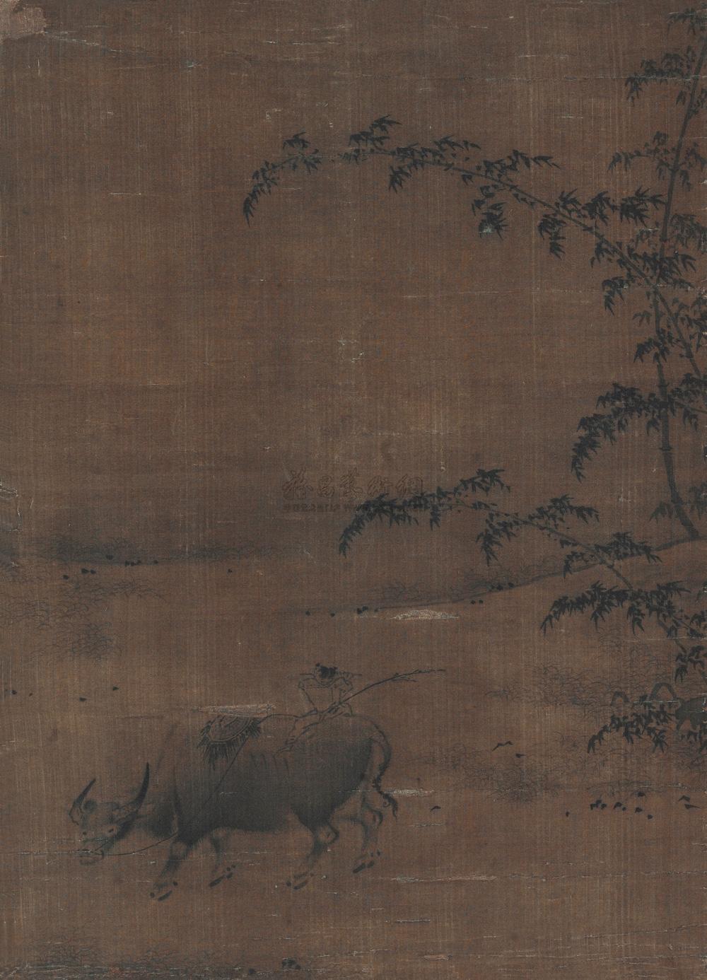 1033牧牛图立轴水墨绢本