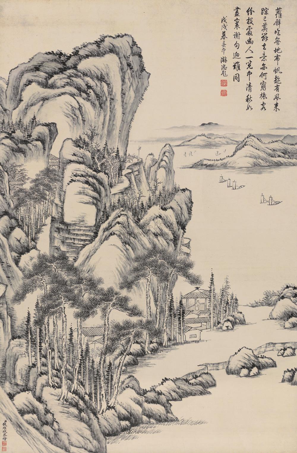 【山水 立轴 水墨纸本】拍卖品_图片_价格_鉴赏_绘画_雅昌艺术品拍卖网