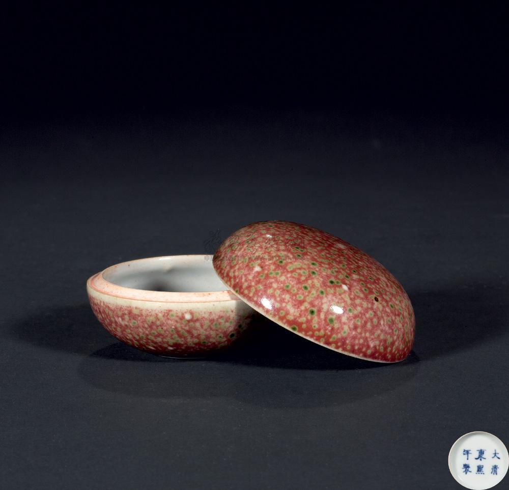 1067清康熙豇豆红印泥盒