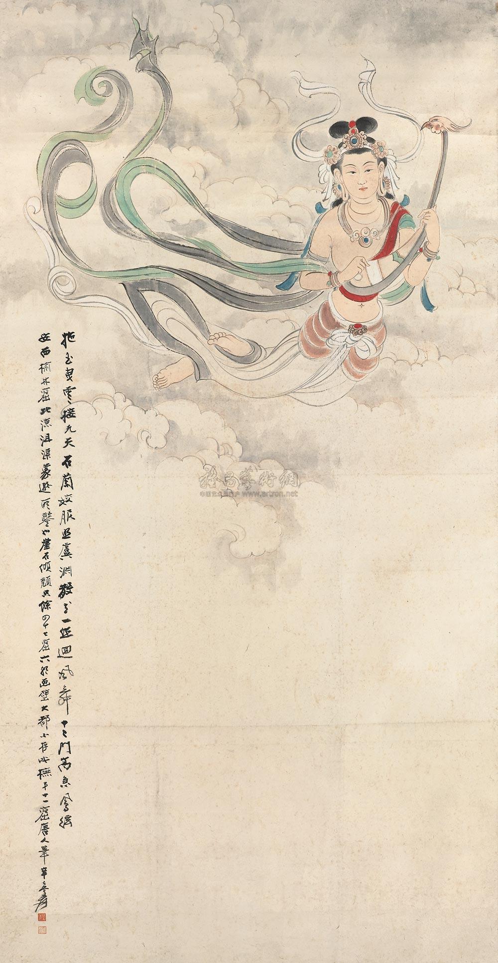 【1941年作 飞仙 立轴 设色纸本】拍卖品_图片_价格_鉴赏_绘画_雅昌艺术品拍卖网