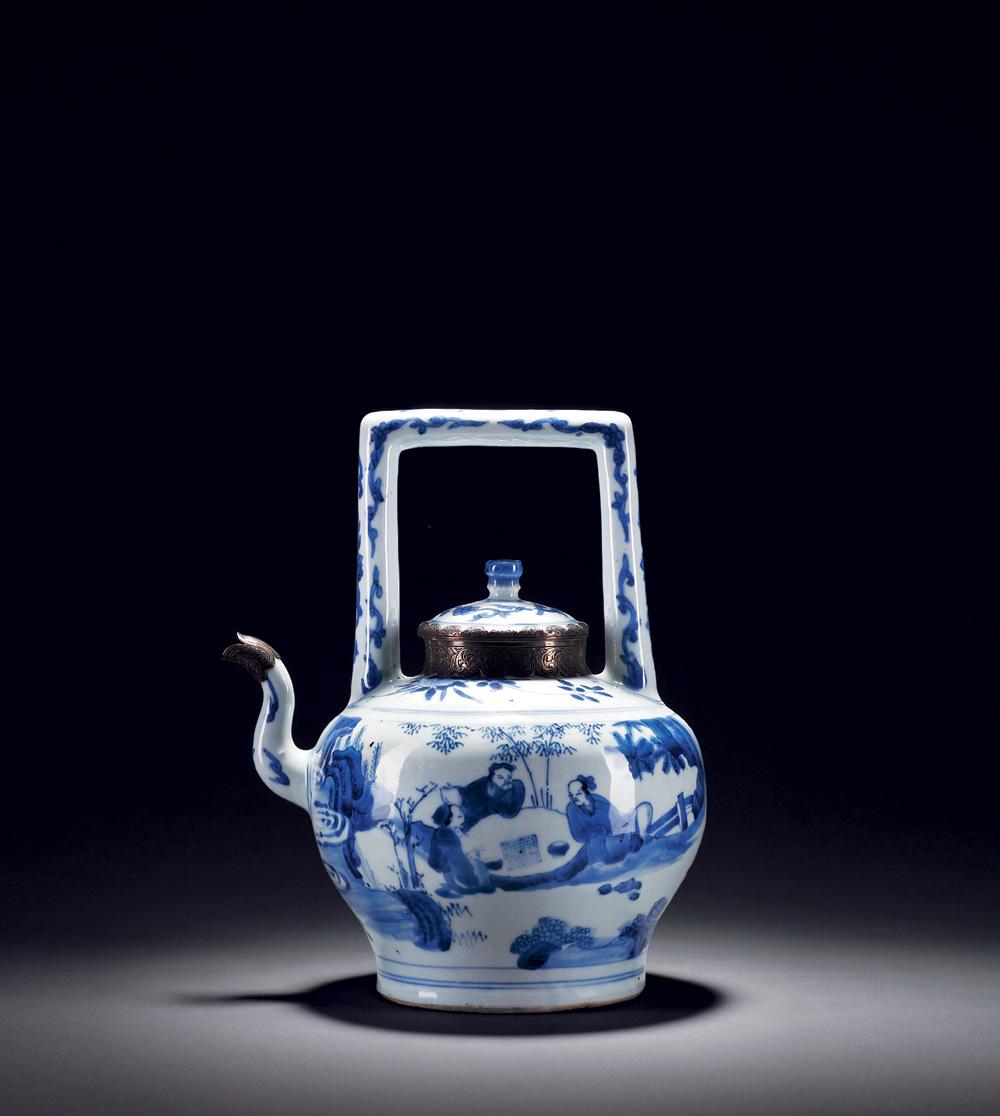 【明崇祯 青花高士提梁壶】拍卖品_图片_价格_鉴赏_明代青花瓷器_雅昌
