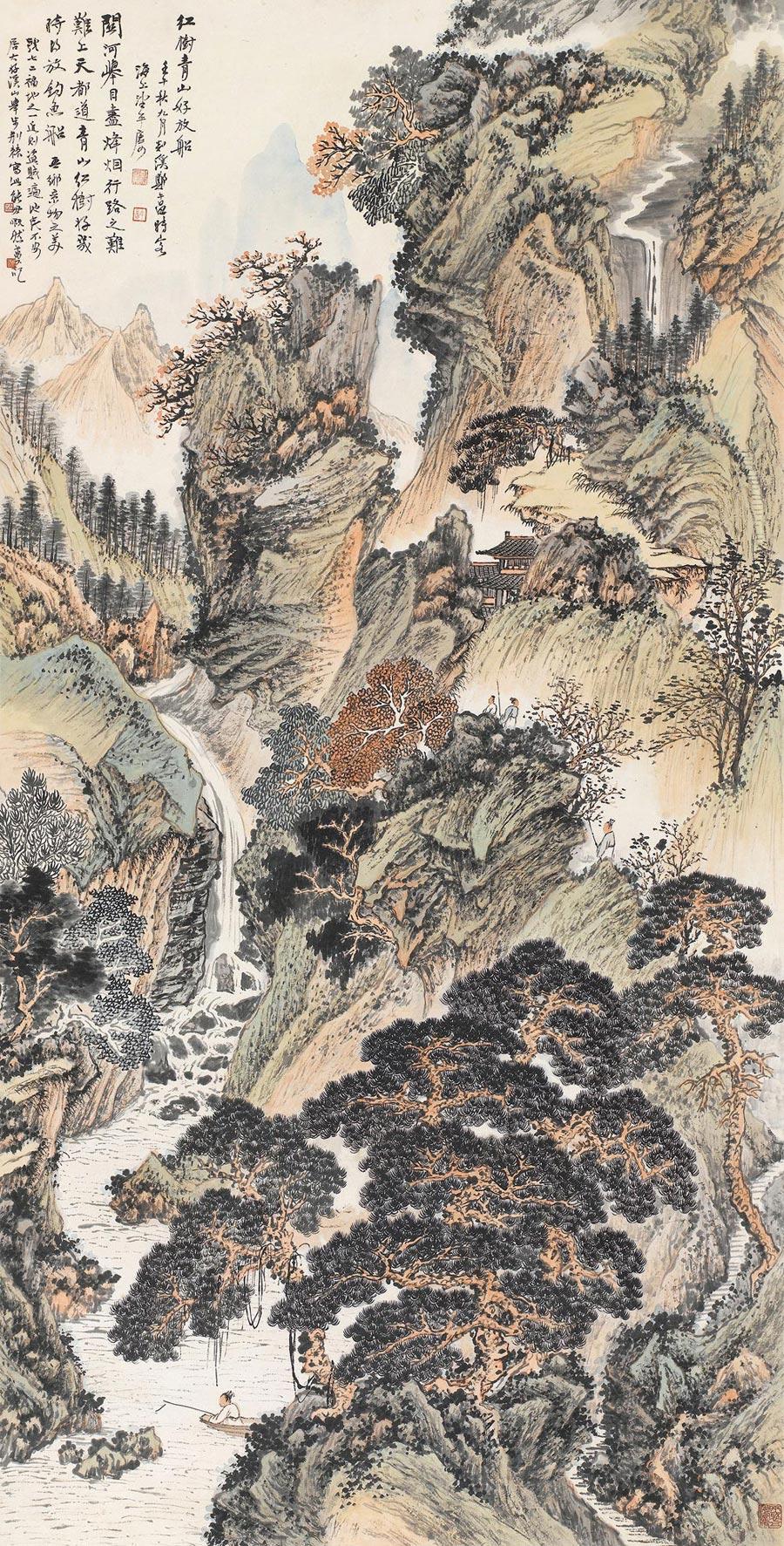0136 壬午(1942)年作 红树青山 立轴 设色纸本
