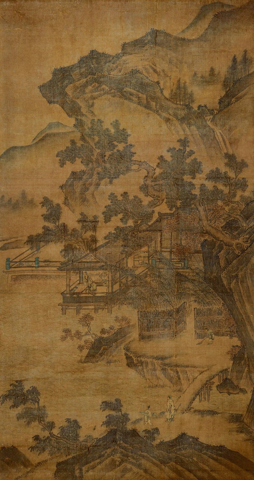 2163抱琴访友图立轴绢本