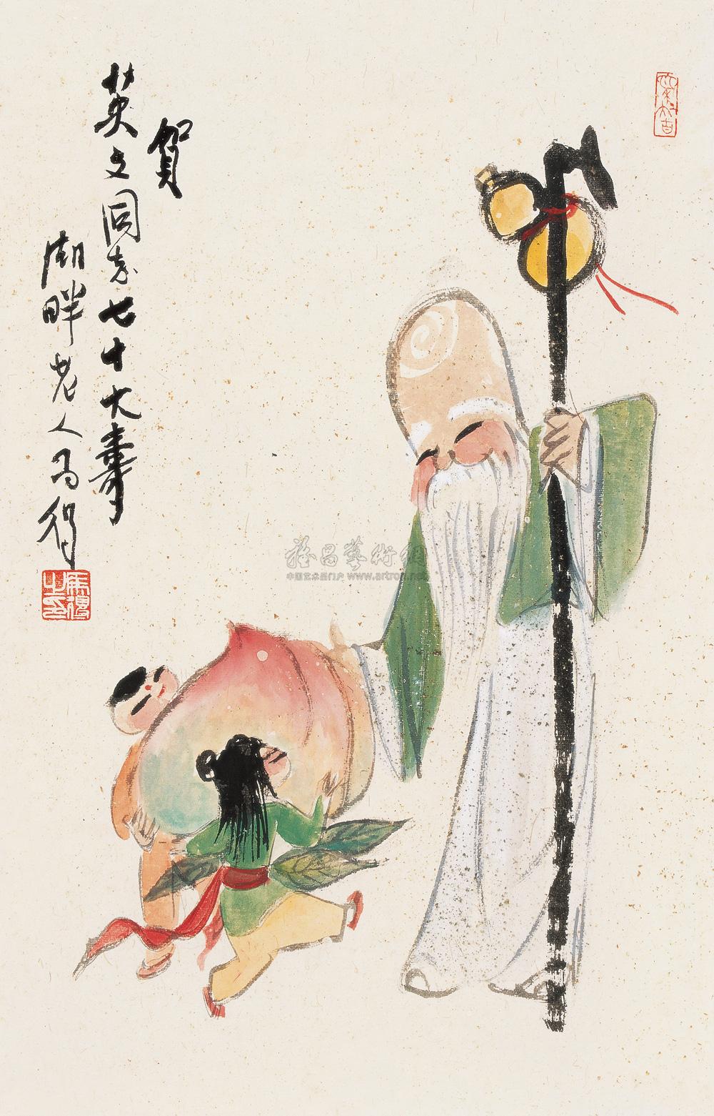 0179 寿星图 设色纸本