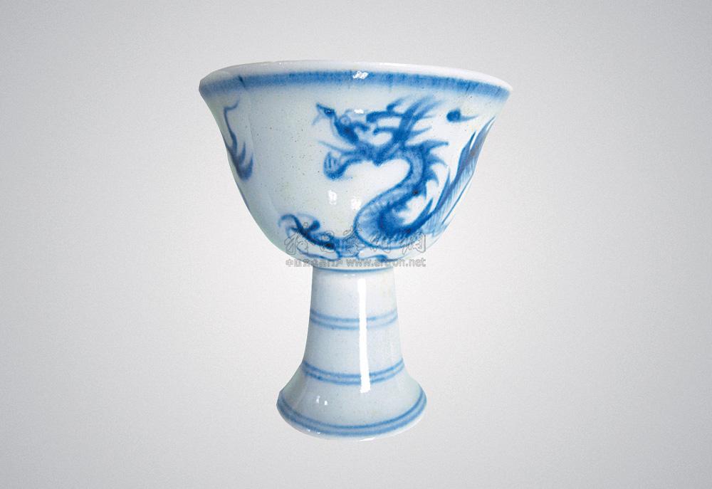 【明中期 青花四爪龙纹高足杯】拍卖品_图片_价格_鉴赏_明代青花瓷器