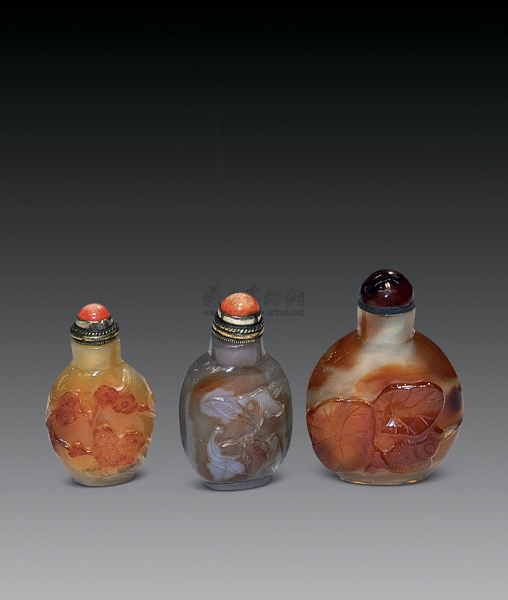 【玛瑙鼻烟壶 (三只)】拍卖品_图片_价格_鉴赏_玉石类_雅昌艺术品拍卖