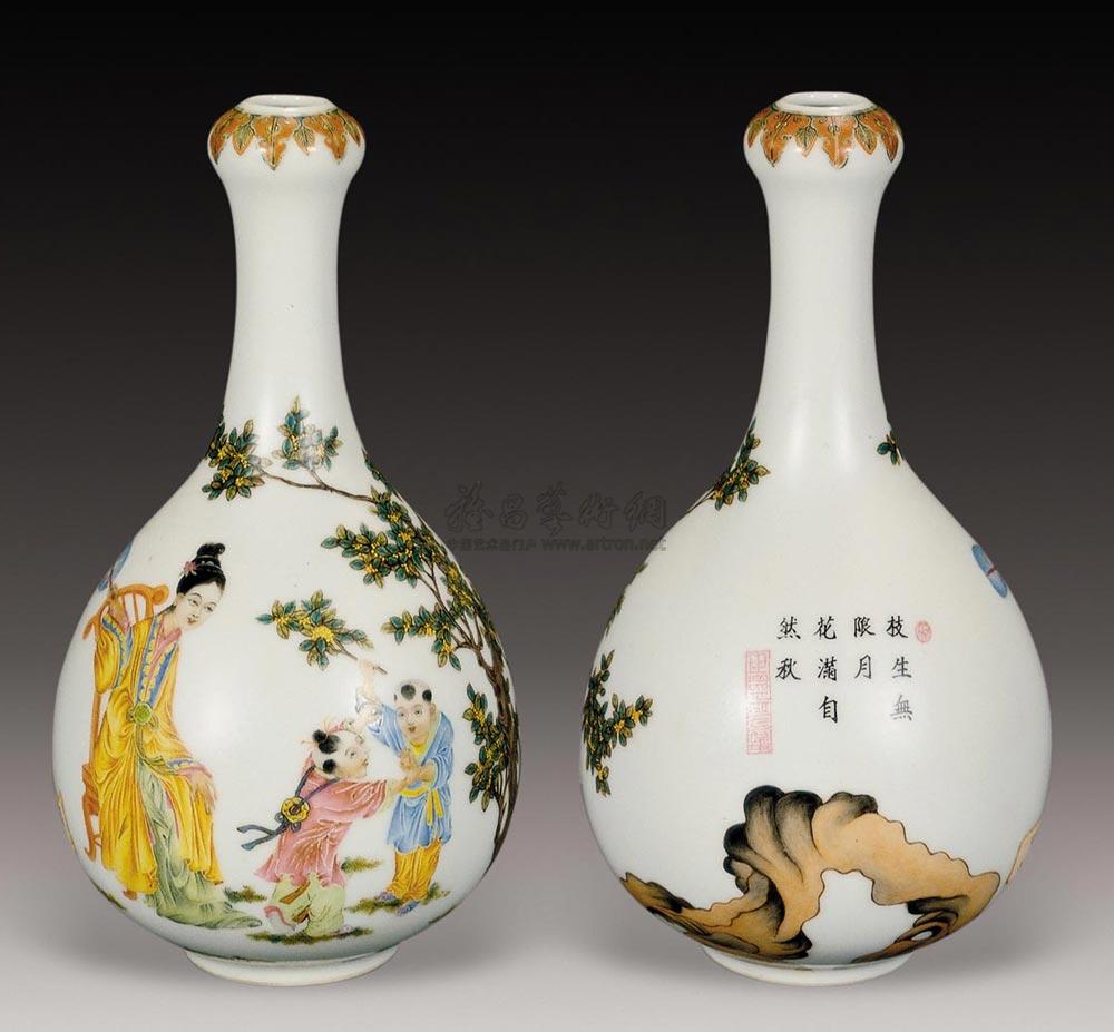 【民国 仿郎世宁婴戏瓶】拍卖品_图片_价格_鉴赏_民国瓷器_雅昌艺术品