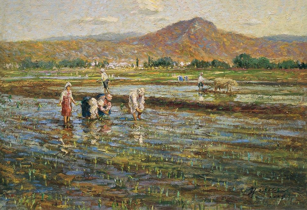 0123 2005年作 插秧时节 布面 油画