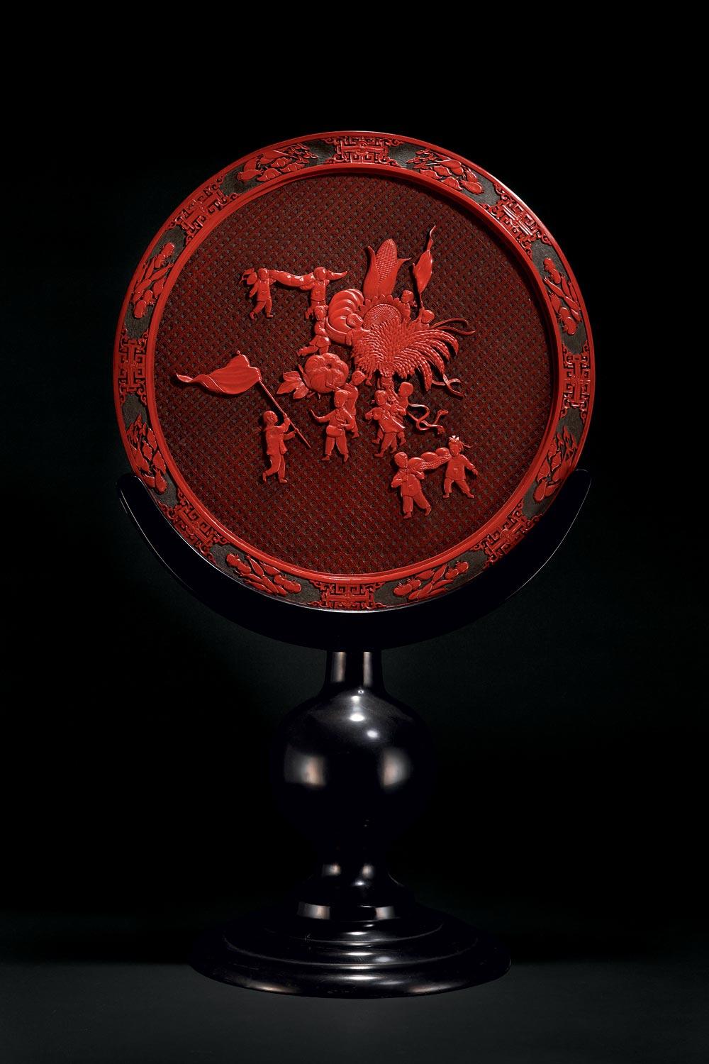 13381950年代雕漆插屏