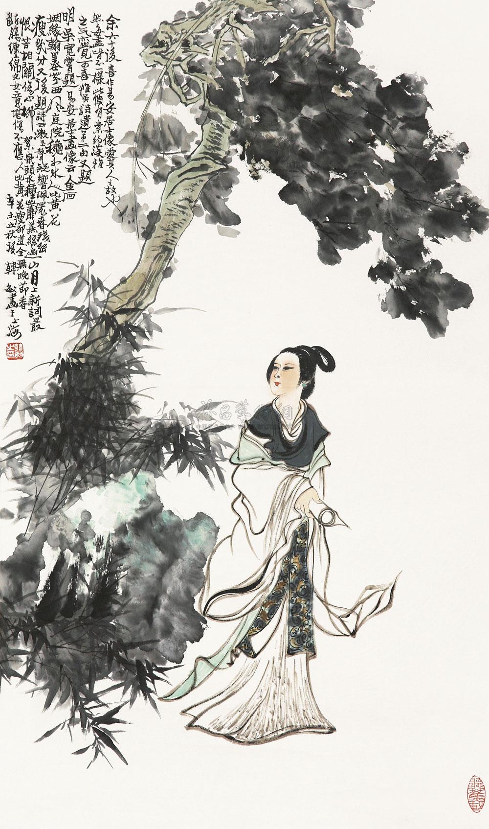 51261991年作李清照图立轴设色纸本