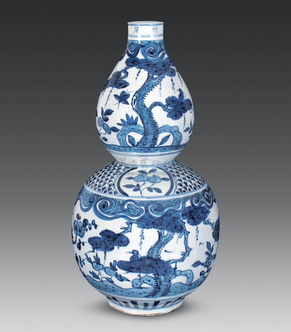【明万历 青花花鸟纹葫芦瓶】拍卖品_图片_价格_鉴赏_明代青花瓷器