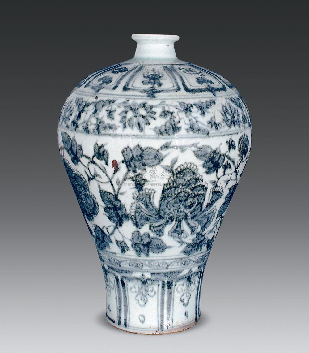 【明洪武 青花缠枝牡丹纹梅瓶】拍卖品_图片_价格_鉴赏_明代青花瓷器