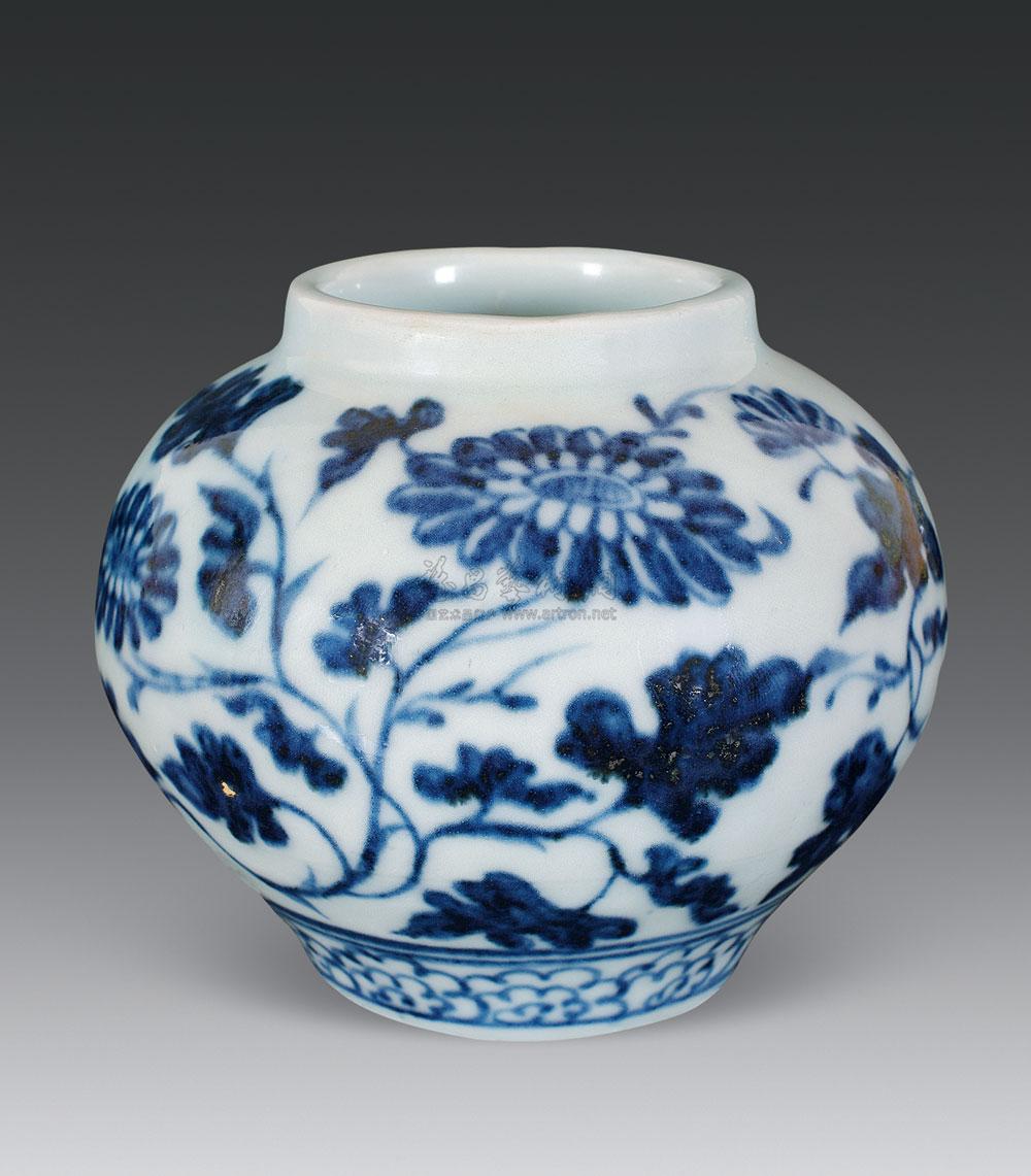 【元末明初 青花缠枝扁菊小罐】拍卖品_图片_价格_鉴赏_元代以前陶瓷