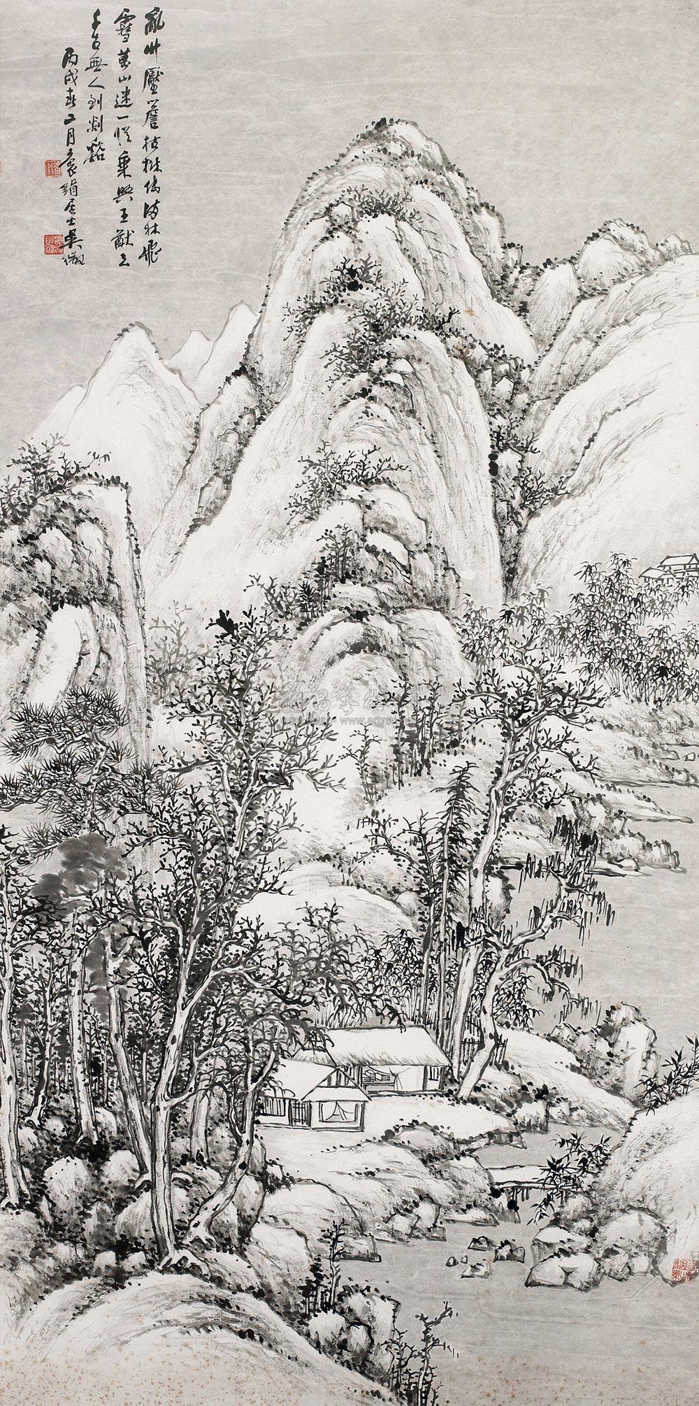 0385 1946年作 深山幽居图 镜心 纸本水墨