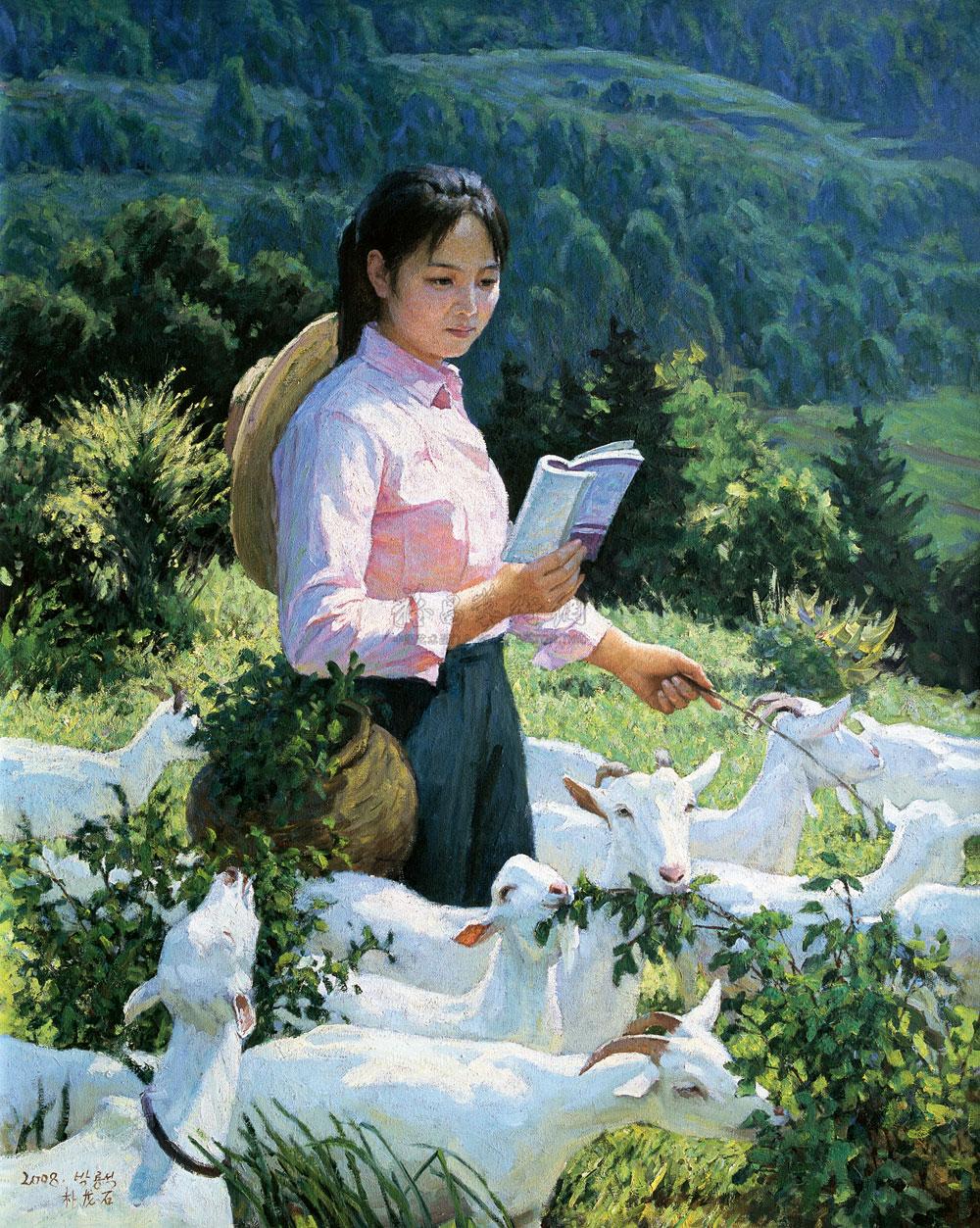 00812008年作牧羊女布面油画