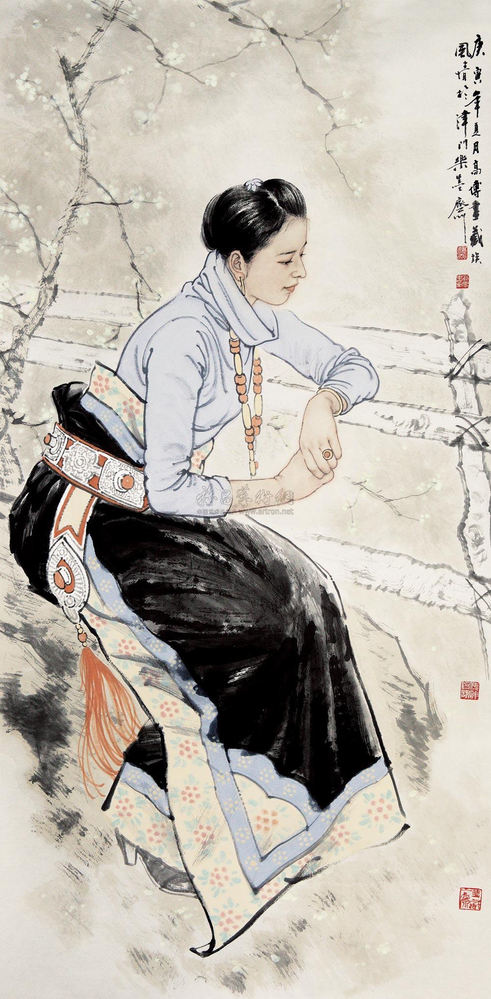 1136藏族风情托片设色纸本