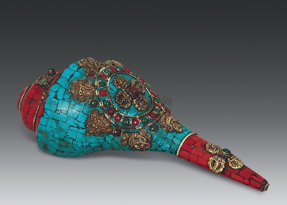 0647民国密宗左旋螺嵌多宝法器