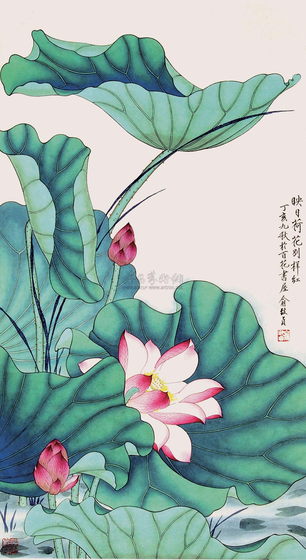 【工笔荷花 立轴 纸本】拍卖品_图片_价格_鉴赏_绘画_雅昌艺术品拍卖