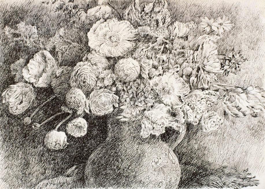 【瓶花 钢笔画】拍卖品_图片_价格_鉴赏_素描_雅昌艺术品拍卖网