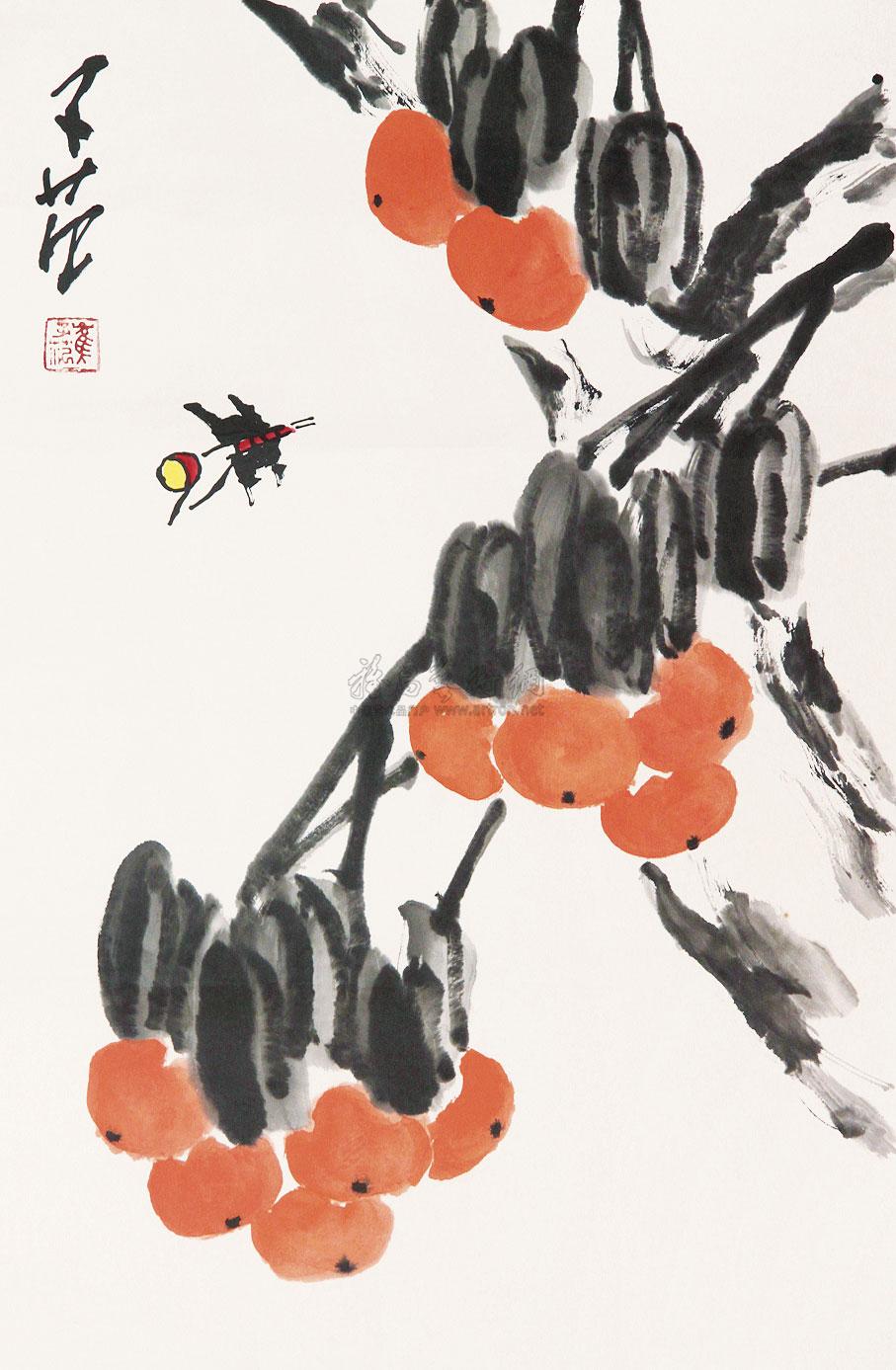 0699秋实镜心设色纸本