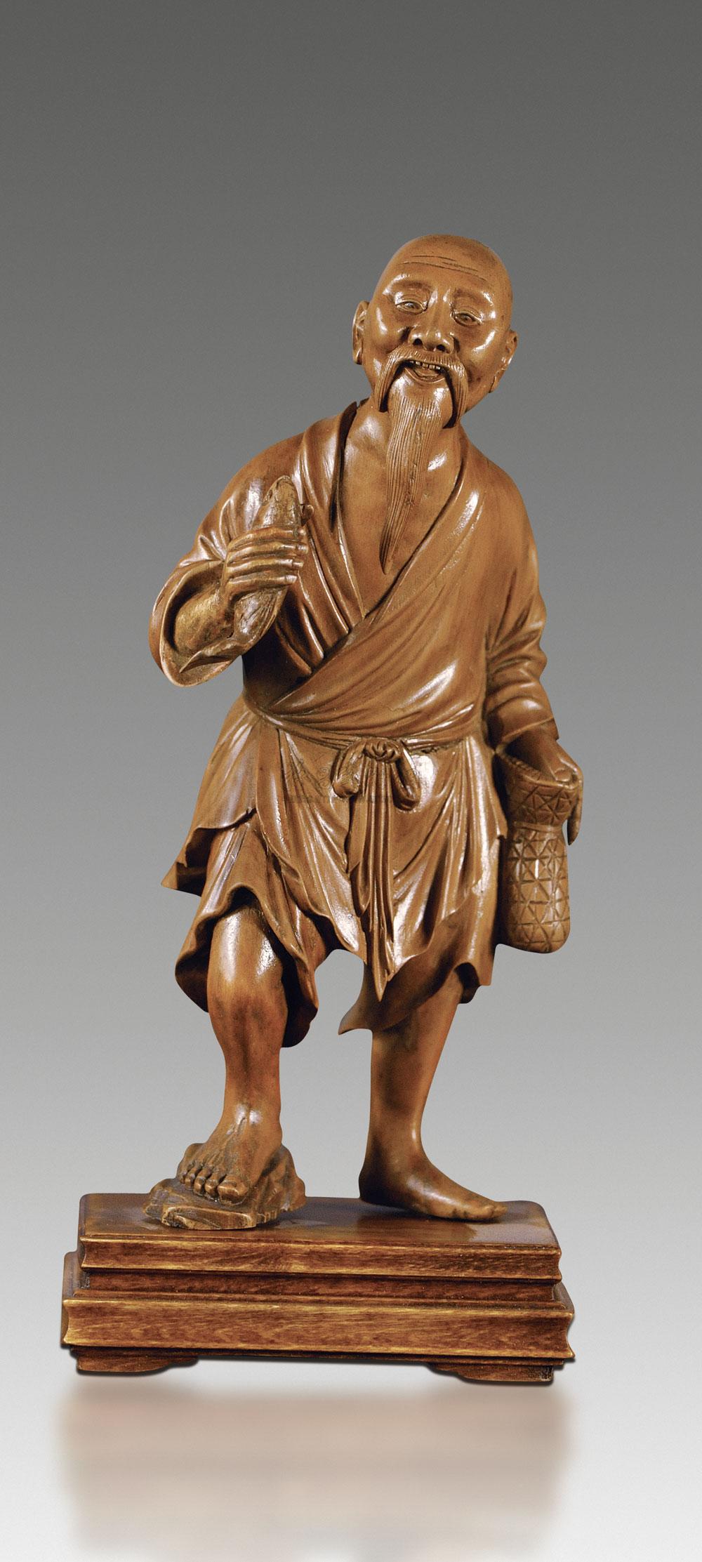 *0087 清 黄杨木雕渔翁