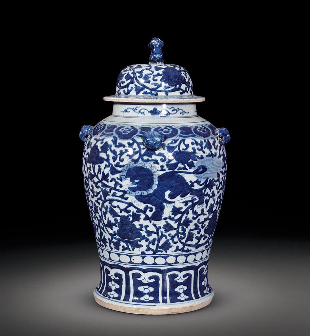【清道光 青花狮子穿花将军罐】拍卖品_图片_价格_鉴赏_清代青花瓷器