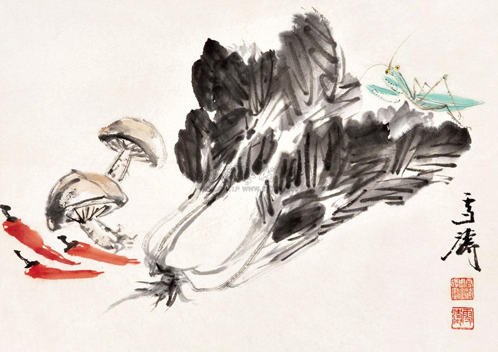 0046白菜立轴设色纸本