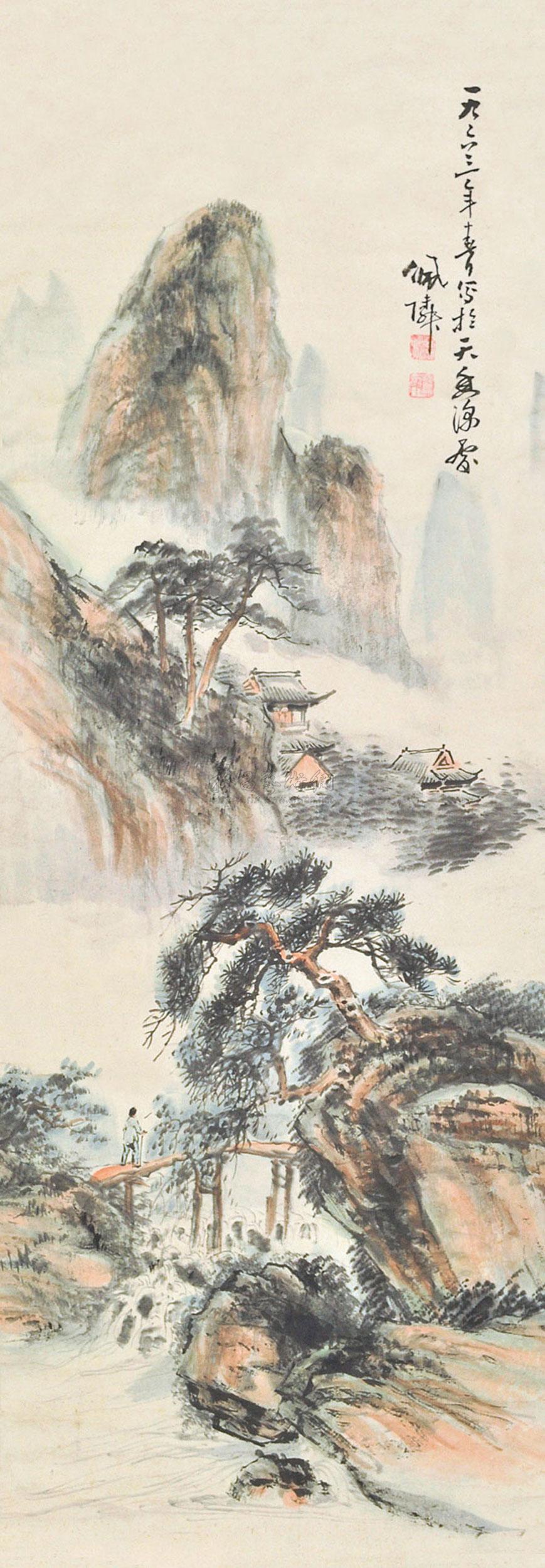 深山藏古寺的画 简单图片