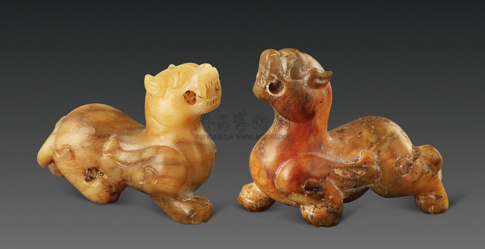 1989西汉玉辟邪一对