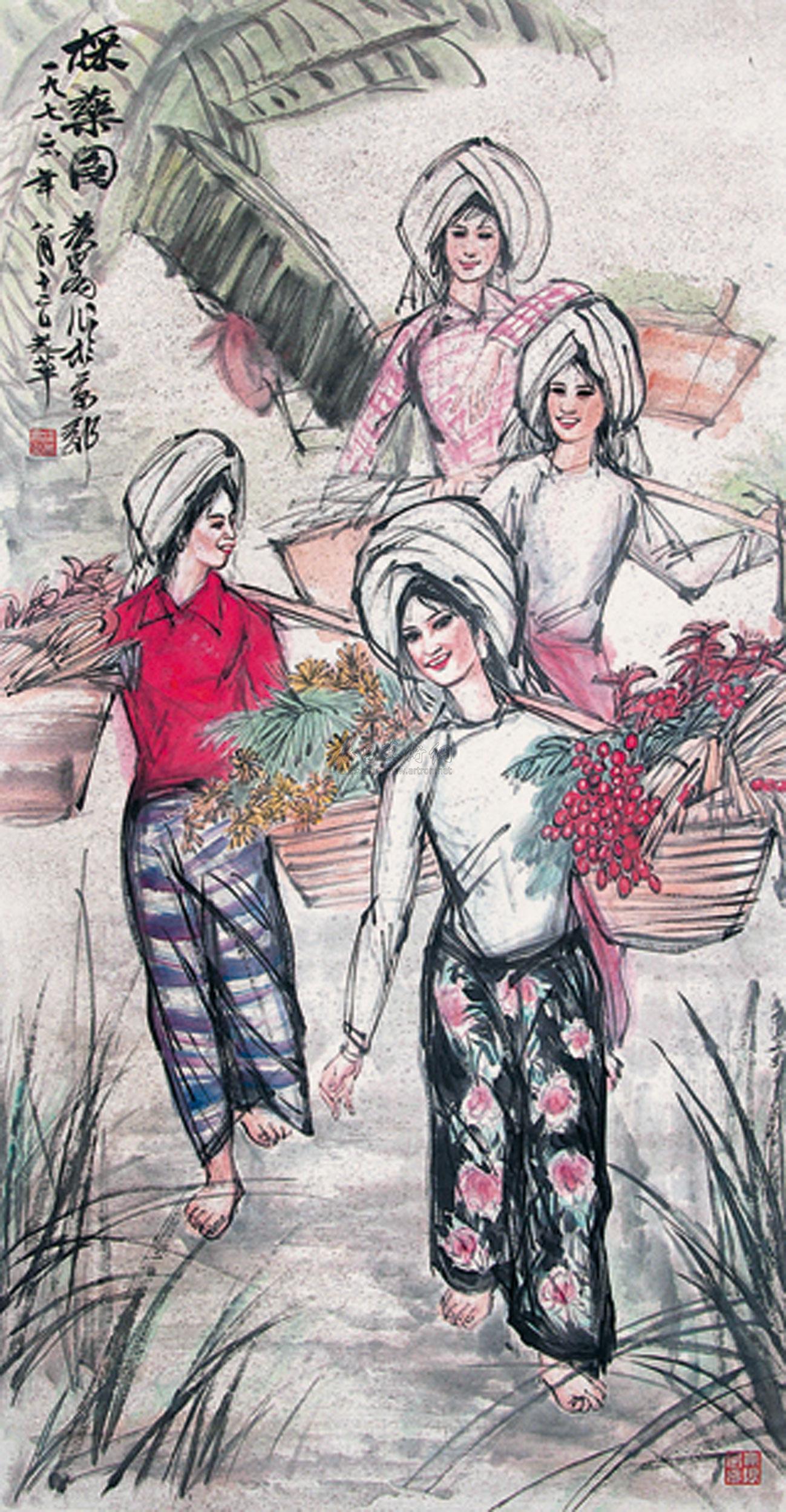 【采桑归来 立轴 纸本】拍卖品_图片_价格_鉴赏_绘画_雅昌艺术品拍卖