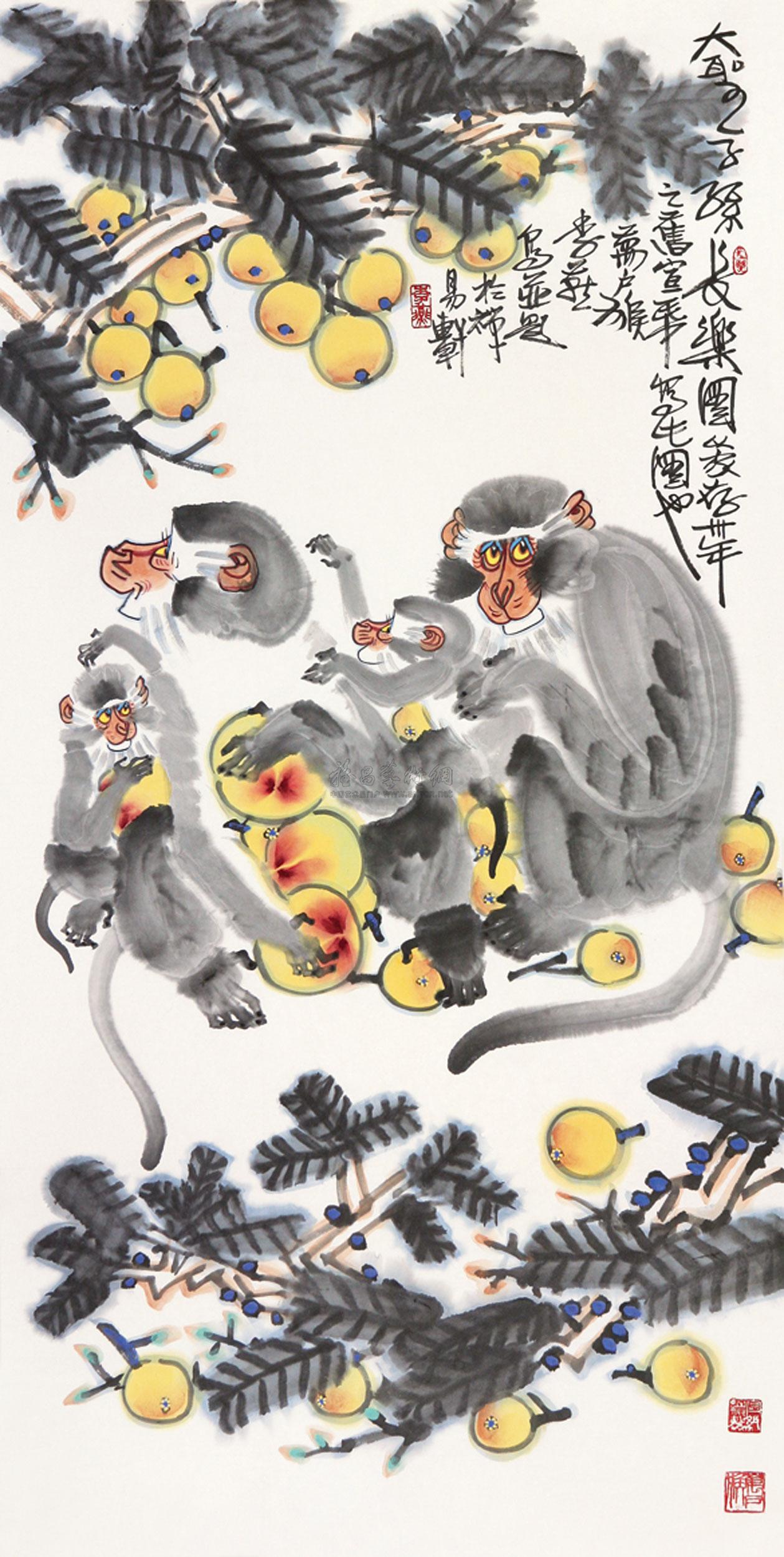 0713大圣子孙长乐图镜心设色纸本