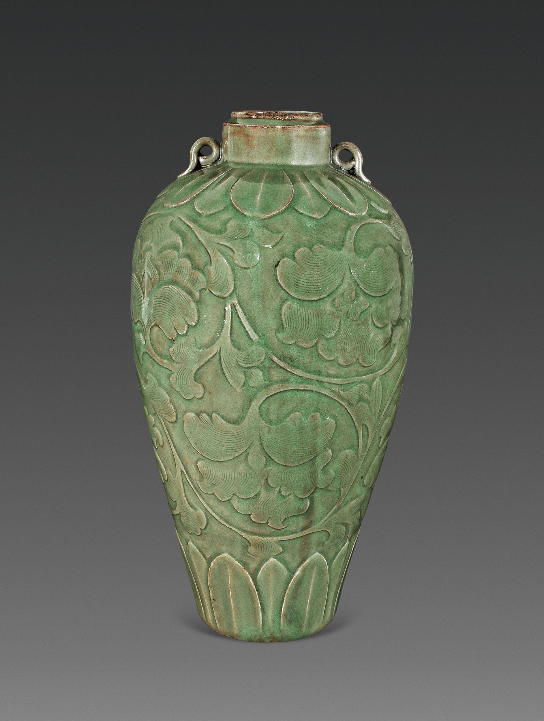 【越窑青釉划花双系梅瓶】拍卖品_图片_价格_鉴赏_现当代及其它瓷器