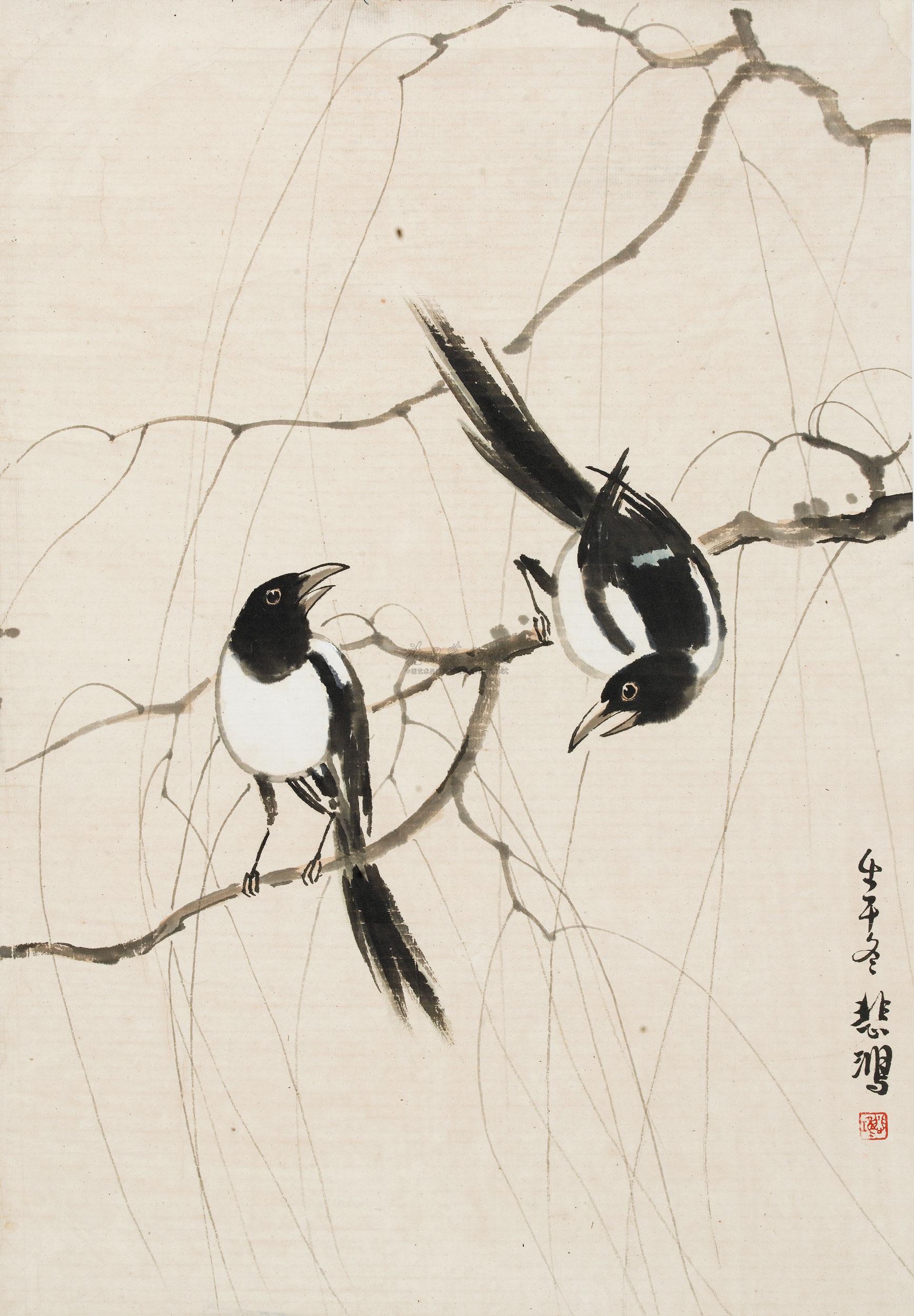 0313 双鸟图 立轴 纸本