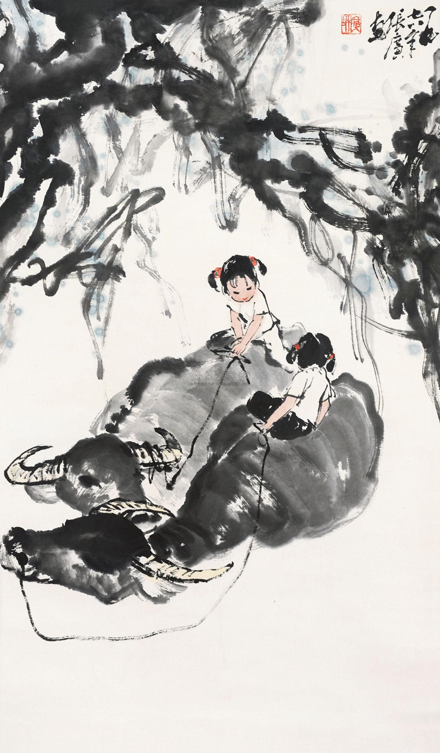 【童子牧牛 立轴 纸本】拍卖品_图片_价格_鉴赏_绘画_雅昌艺术品拍卖