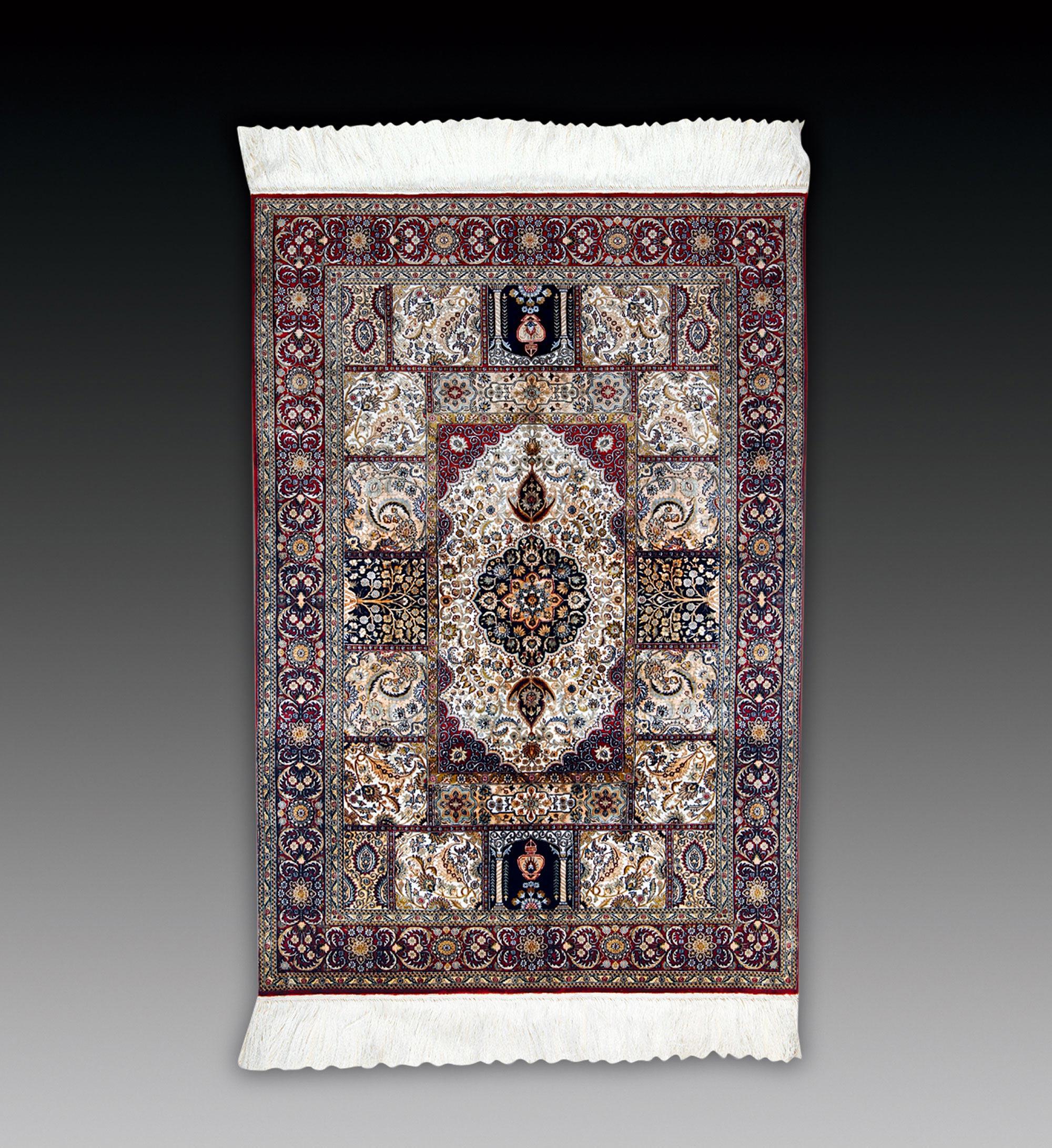 0726手工真丝花卉纹波斯地毯