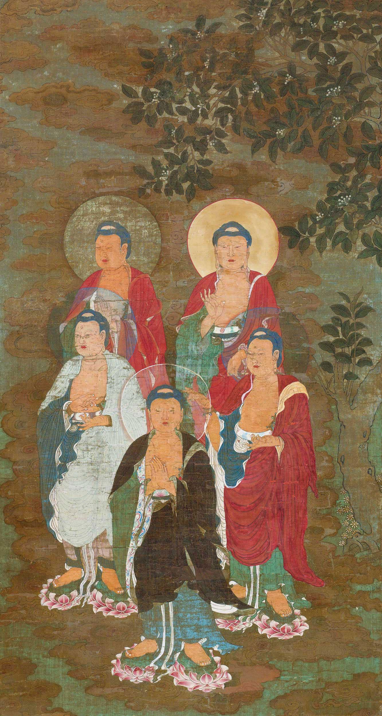 *0773 五佛图 立轴 设色绢本