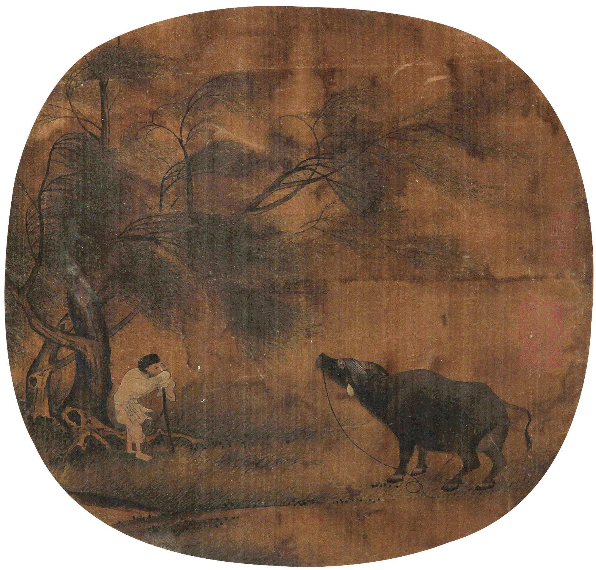 【牧牛图 团扇 设色绢本】拍卖品_图片_价格_鉴赏_绘画_雅昌艺术品