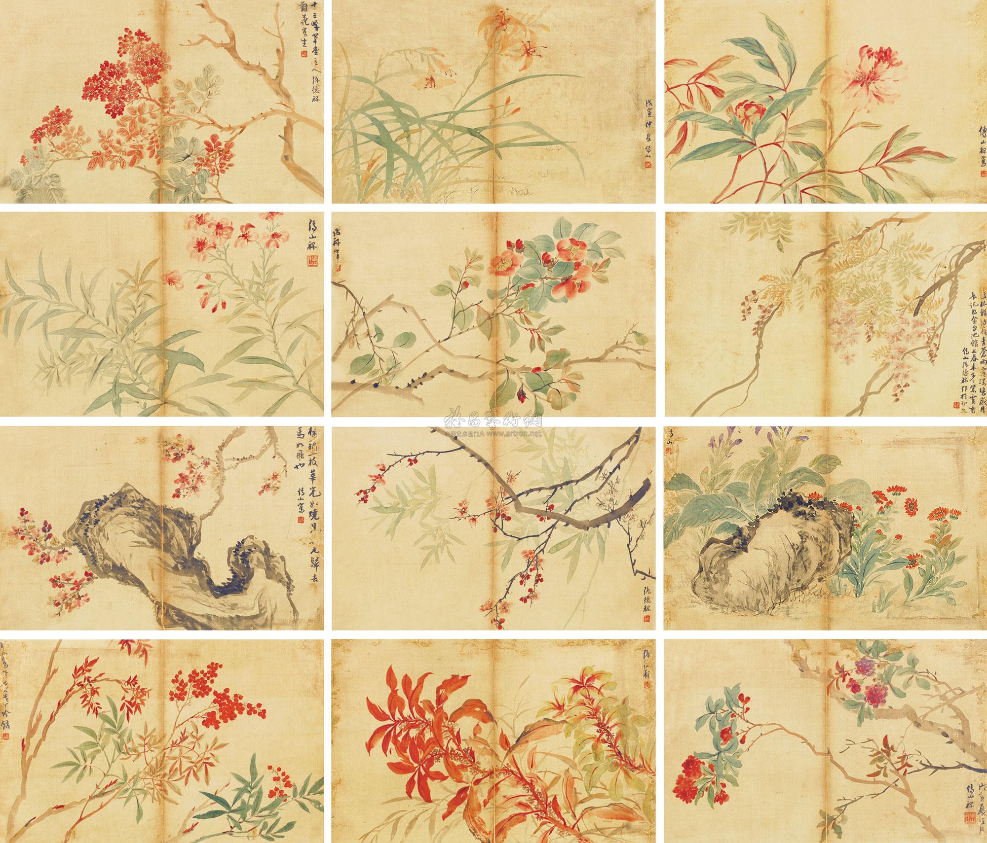 0258 百花图 册页 设色绢本