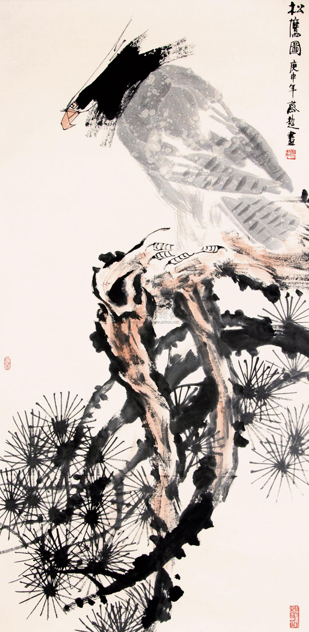 0078松鹰图镜片纸本