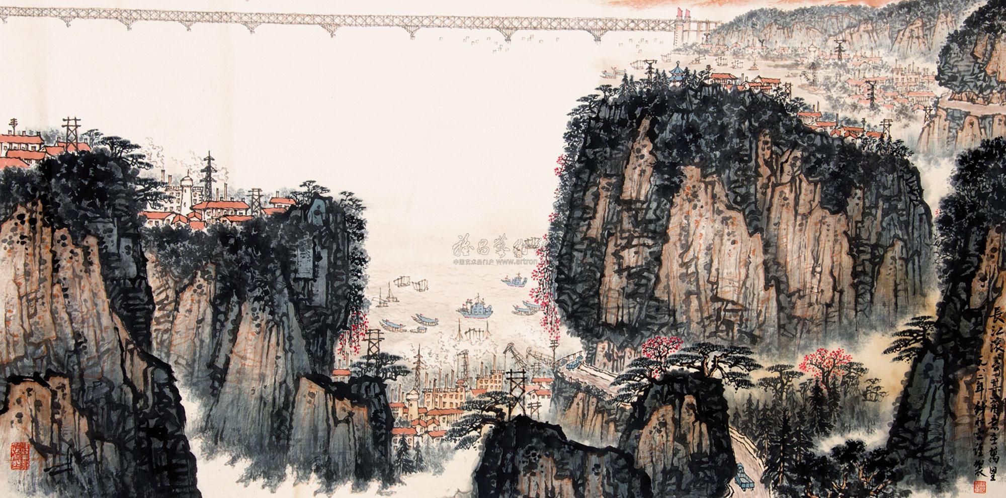 【长江大桥 镜片 纸本】拍卖品_图片_价格_鉴赏_绘画_雅昌艺术品拍卖