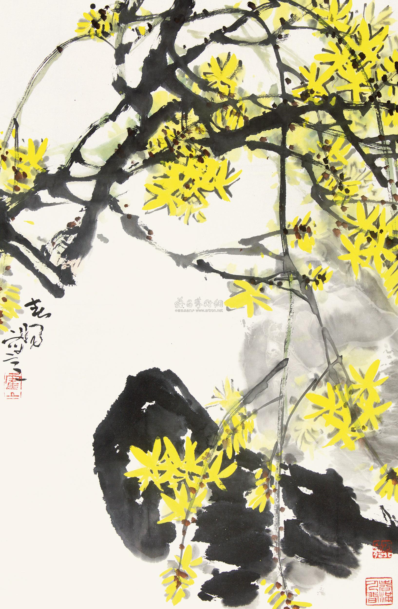 【迎春花开 立轴 设色纸本】拍卖品_图片_价格_鉴赏_绘画_雅昌艺术品