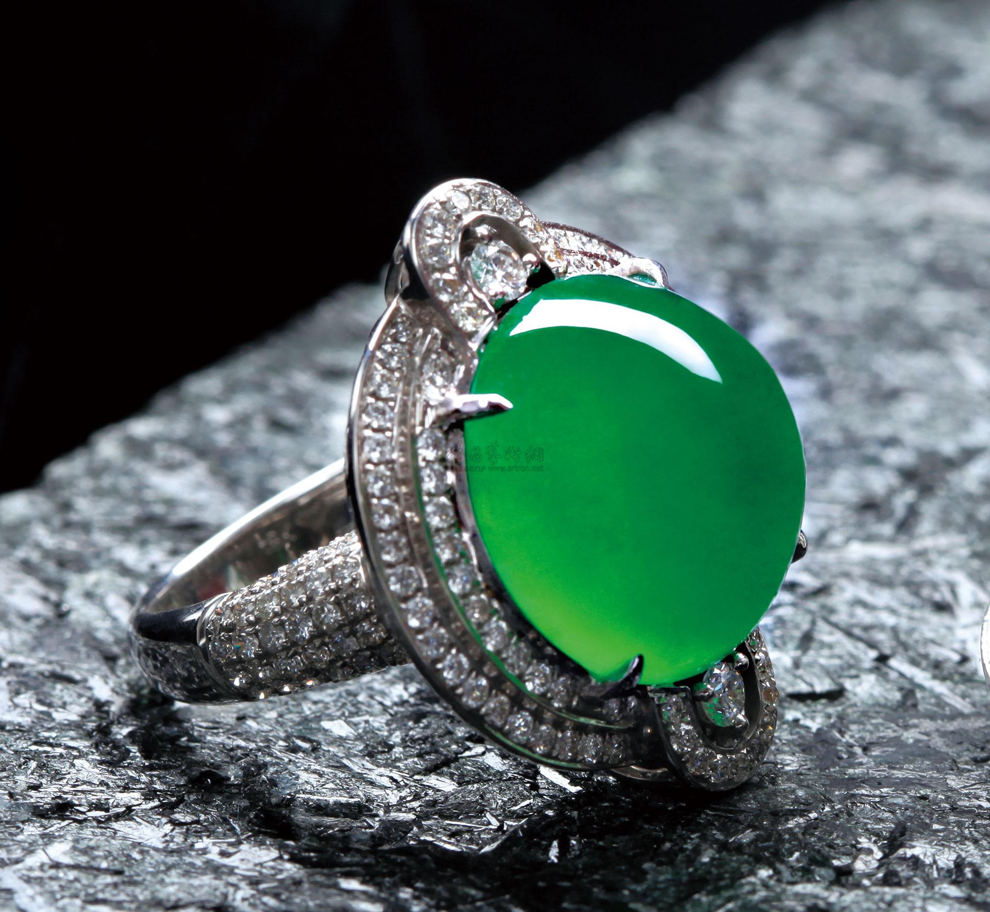 1120翡翠蛋面满绿项坠戒指两用首饰