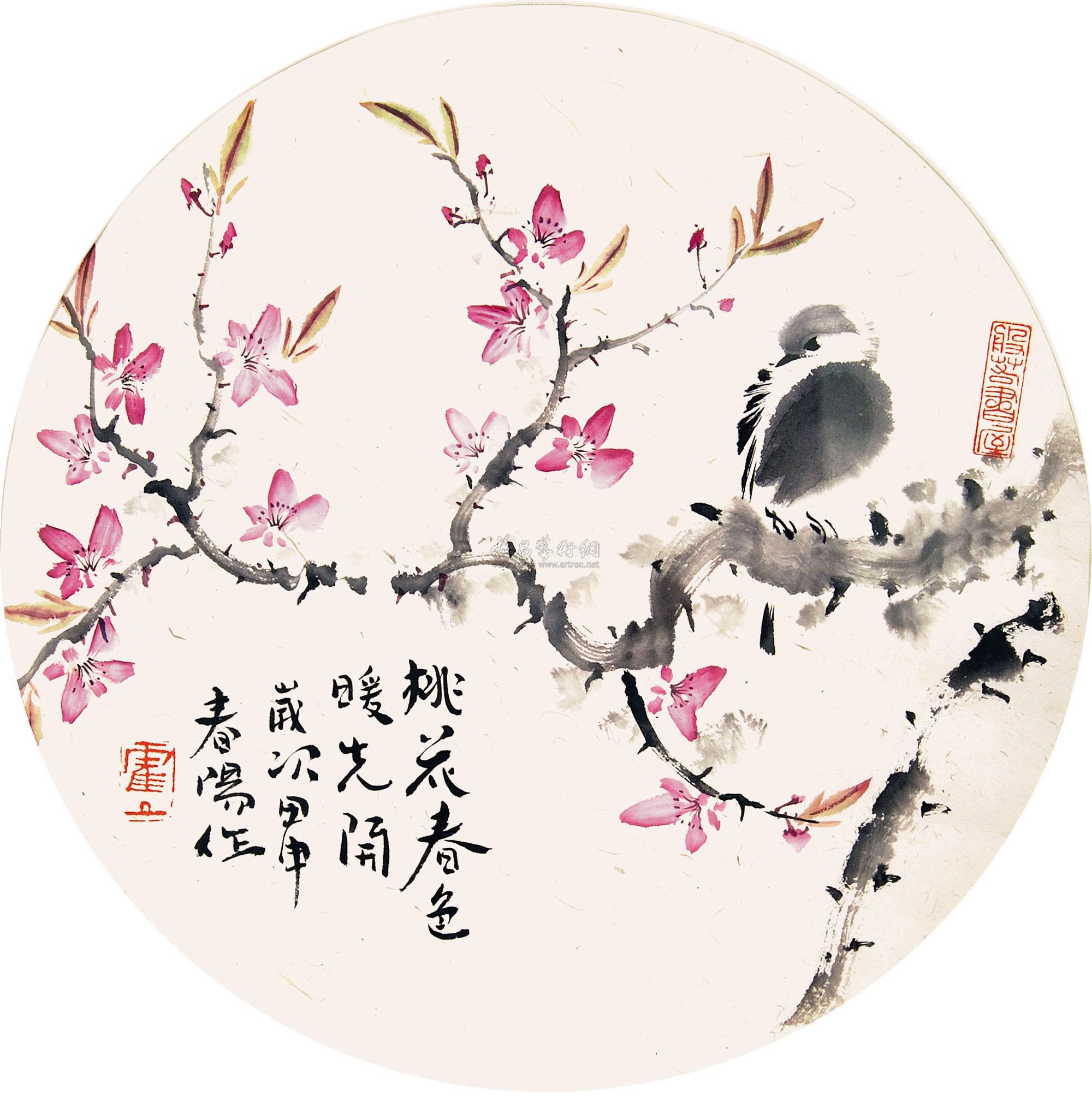 【桃花春色 圆光 纸本】拍卖品_图片_价格_鉴赏