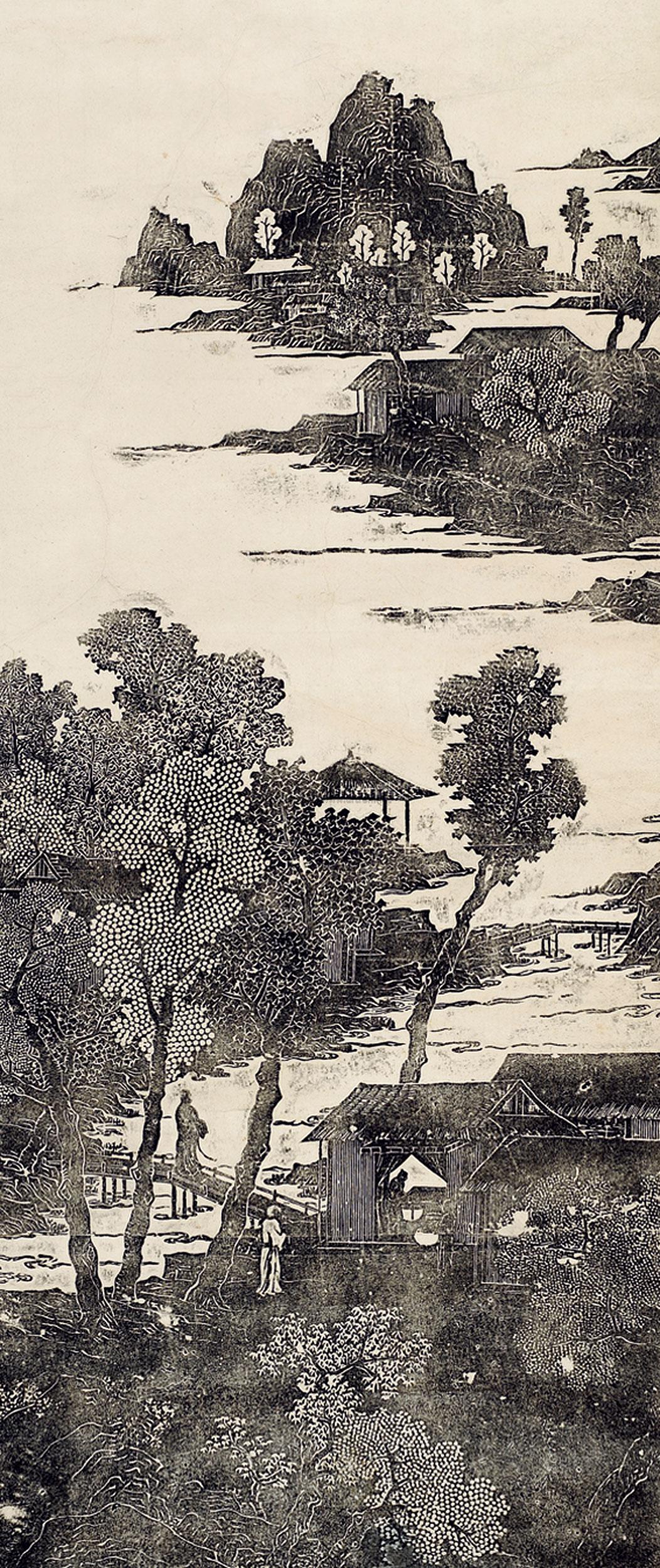 0484 山水版画 水墨纸本